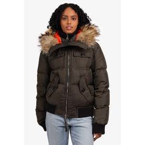 Dsquared2 x Dean and Dan Green Zip-up Puffer Jacket With Fur Hood Size 44